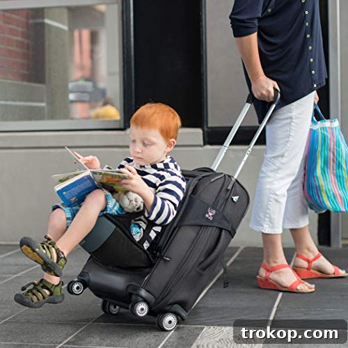 Make Travel a Breeze: 21 Top Kids' Luggage, From Carry-Ons to Ride-Ons 8 Lugabug Travel Seat, Ride-On Suitcase for Kids, Child Carrier for Carry-On Luggage - Family Airport Travel Made Easy (Black/Grey)