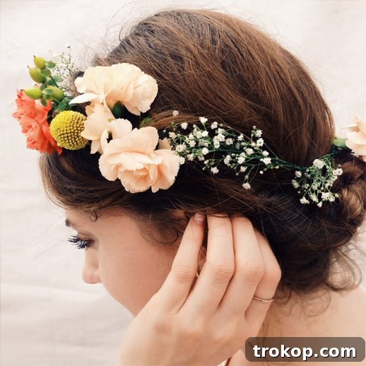 Beautiful DIY Floral Headpiece made with fresh flowers