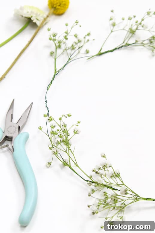 Forming a sturdy floral wire loop for the base of a DIY flower crown
