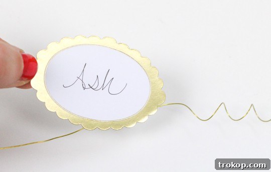 Curling floral wire for DIY place cards