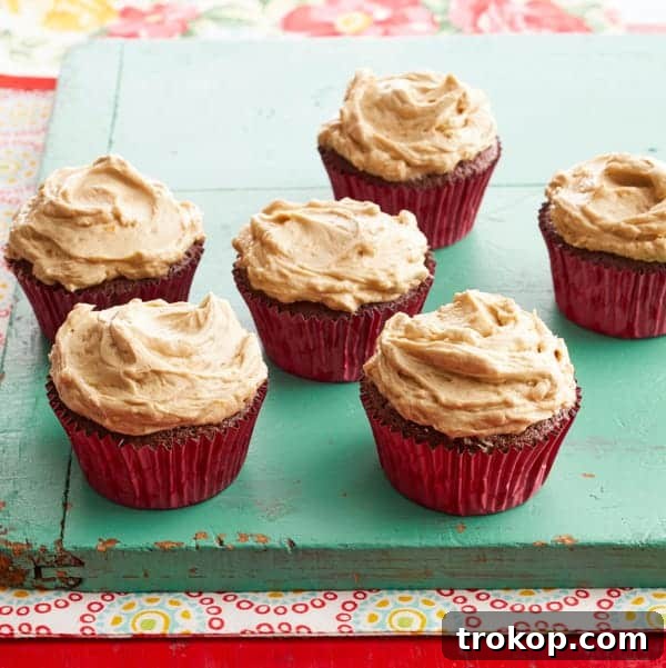 Delicious Dr Pepper cupcakes with chocolate frosting