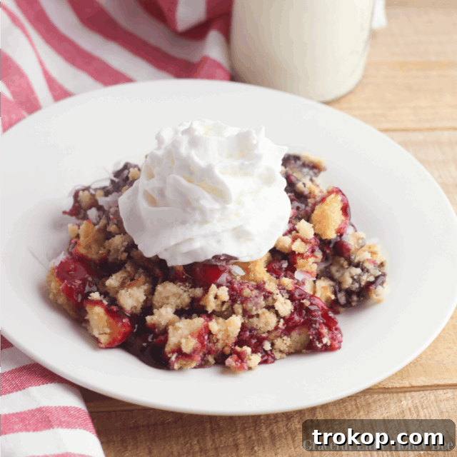 A festive red, white, and blue dump cake, simple and delicious