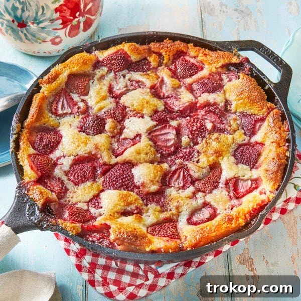 Warm, fruity strawberry cobbler, a perfect Fourth of July dessert