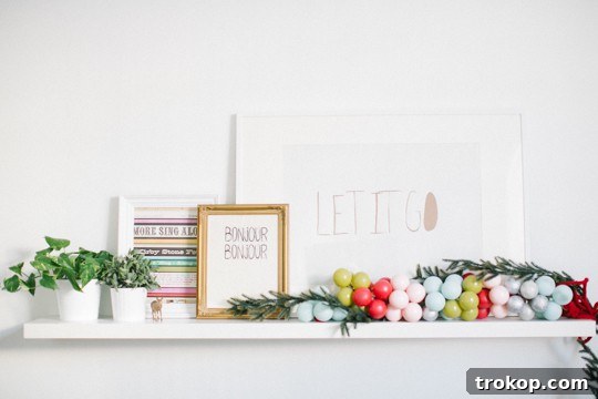 DIY color block ornament garland for festive holiday decor