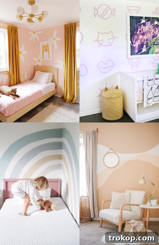 22 Girls' Room Paint Ideas to Make Her Space Her Own 2 Girls Room Paint Ideas for easy wall painting ideas by Sugar & Cloth