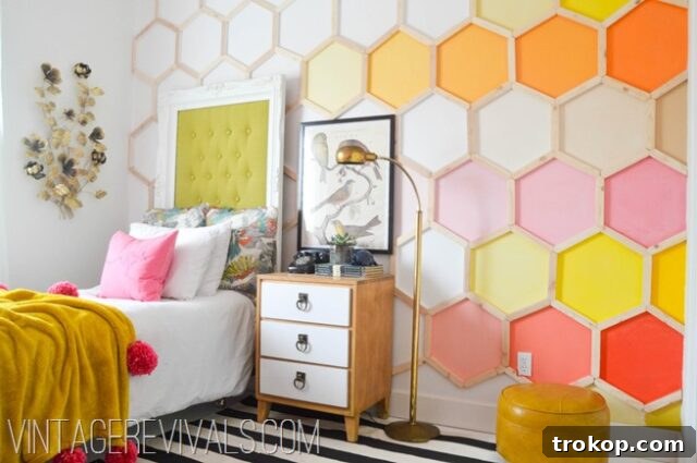 22 Girls' Room Paint Ideas to Make Her Space Her Own 16 honeycomb wall girls bedroom design for paint ideas
