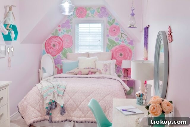 22 Girls' Room Paint Ideas to Make Her Space Her Own 17 flower wall idea for little girls room