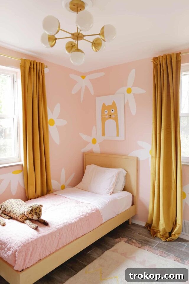 22 Girls' Room Paint Ideas to Make Her Space Her Own 7 painted daisy girls room
