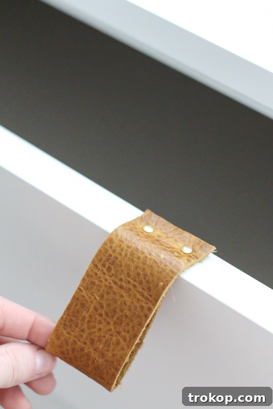 Give Your Ikea Dresser a Luxe Look with DIY Leather Pulls 4 Ikea MALM Dresser Hack for leather pulls