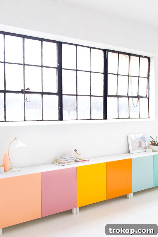 Clever IKEA BESTA Transformations for a Chic and Organized Home 3 DIY color block storage as an Ikea Besta hack
