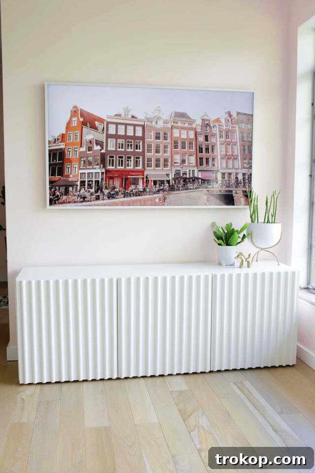 Clever IKEA BESTA Transformations for a Chic and Organized Home 10 Fluted IKEA Besta Sideboard Hack