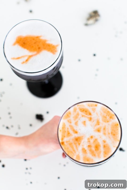 Terrifying Tipples for a Spooktacular Halloween 30 Creepy Cocktails: Spooky stencil cocktails - sugar and cloth