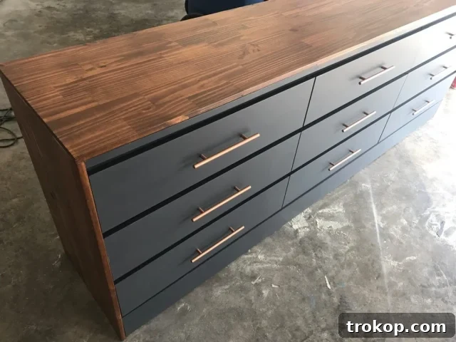 IKEA Malm dresser hack to create an extra-large chest of drawers