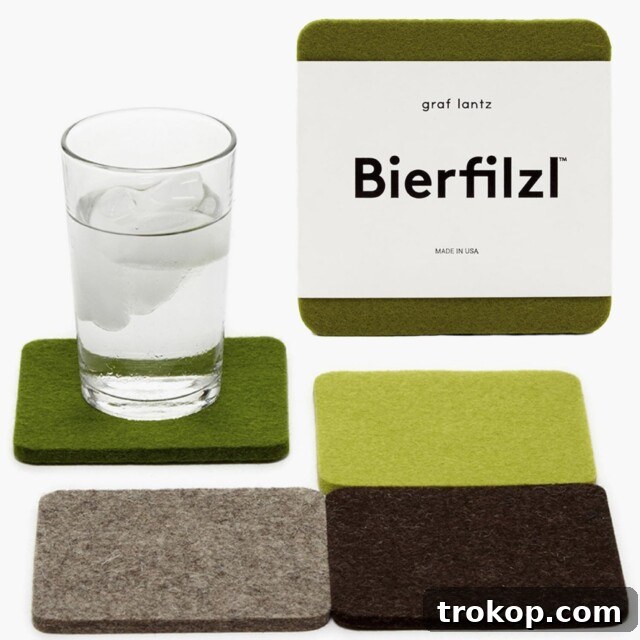 Graf Lantz - Bierfilzl Merino Wool Square Coasters Set of 4 - Forest (4x4x5mm) - for hostess gifts.