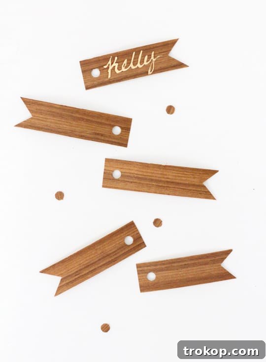 Crafting Wood Veneer: Confetti and Flag Gift Tags 5 Cutting Wood Veneer Strips into Flag Shapes