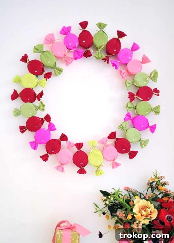 27 Handmade Christmas Wreaths for a Festive Home 15 Interactive DIY Bonbon Advent Wreath with small treats