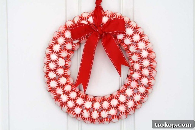 27 Handmade Christmas Wreaths for a Festive Home 23 Sweet and festive DIY Peppermint Twist Wreath