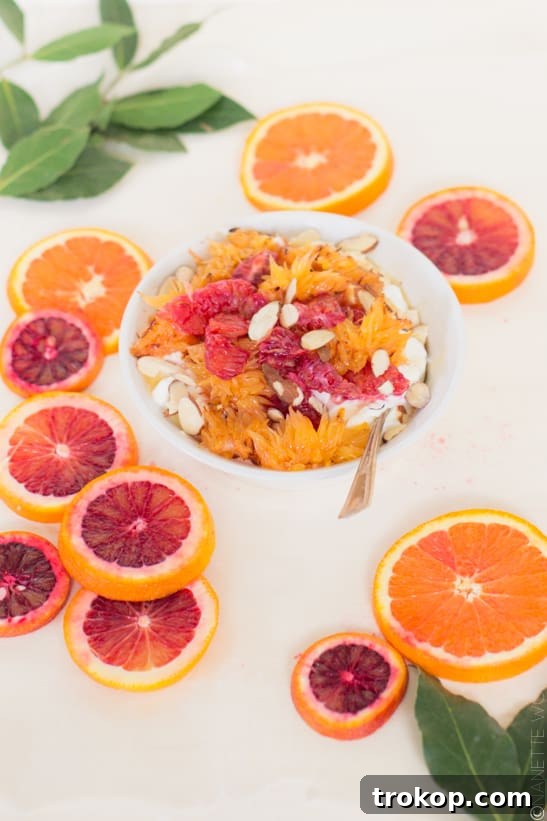 Ingredients for Citrus Yogurt Bowl: yogurt, oranges, honey, almonds