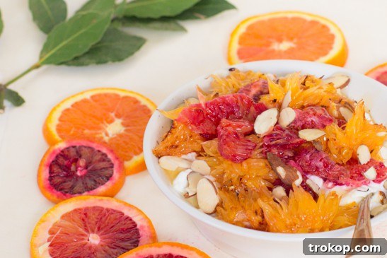 Close-up of Citrus Yogurt Bowl with a spoon ready to eat