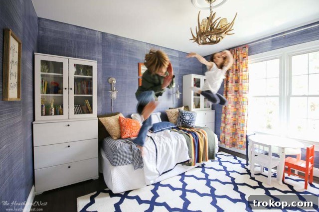 His Style, His Walls: Personalized Paint Ideas for Boys' Bedrooms 12 Denim Paint Idea for Boy's Bedroom with faux finish