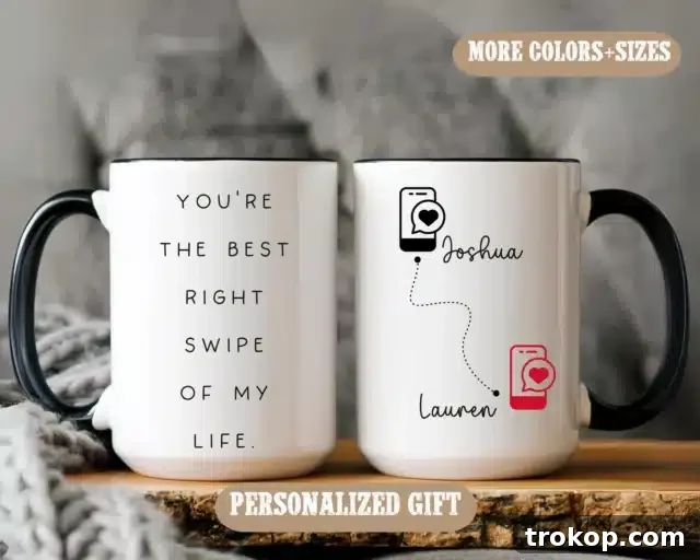 The Best Right Swipe Coffee Mug, Dating Anniversary Gift, Boyfriend Valentines Day Gift