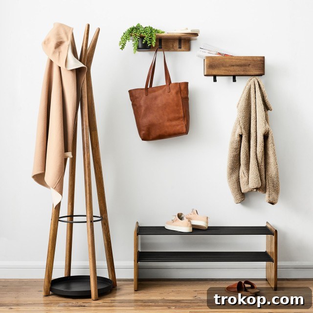 Reclaim Your Entryway: 15 Smart Storage Ideas for a Clutter-Free Foyer 6 Anton Solid Wood Coat Rack - Burnt Wax