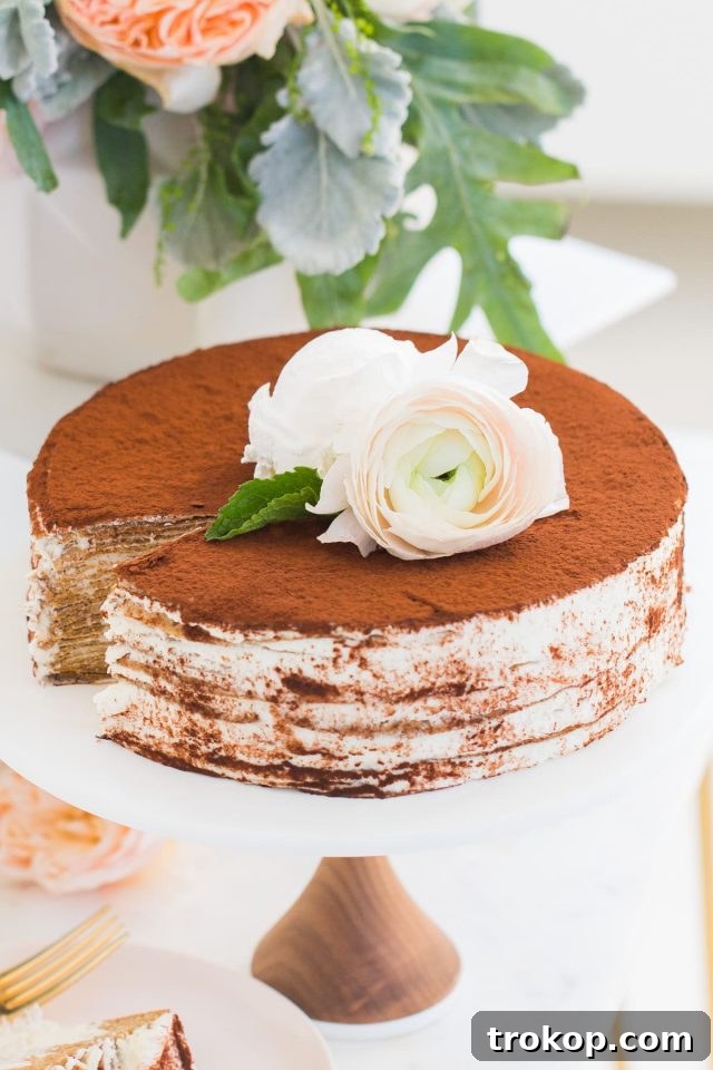Baileys Tiramisu Crepe Recipe by top Houston lifestyle blogger Ashley Rose of Sugar and Cloth for alcoholic desserts
