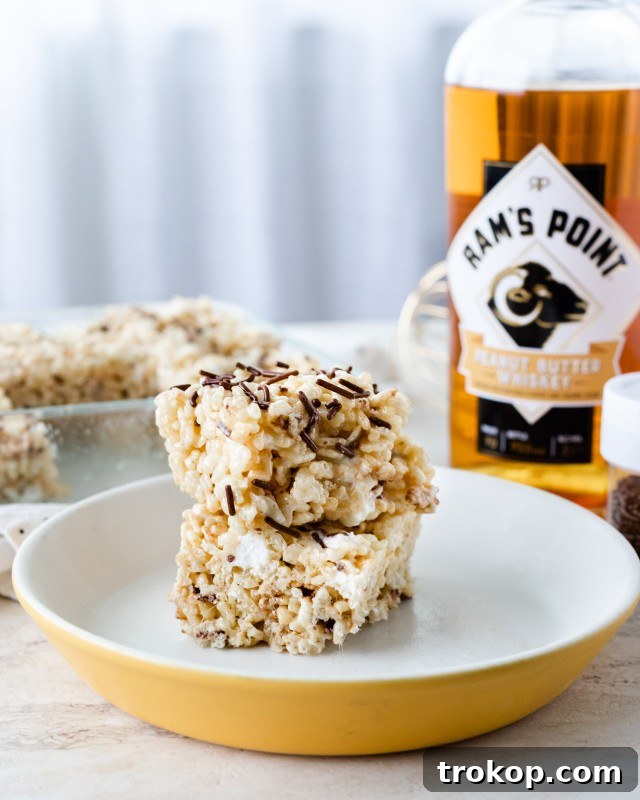 PEANUT BUTTER WHISKEY RICE CRISPY TREATS