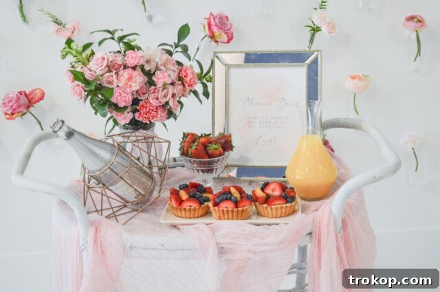 Sparkling Ideas: Crafting the Perfect Mimosa Bar for Any Celebration 18 Floral Mother's Day Mimosa Bar