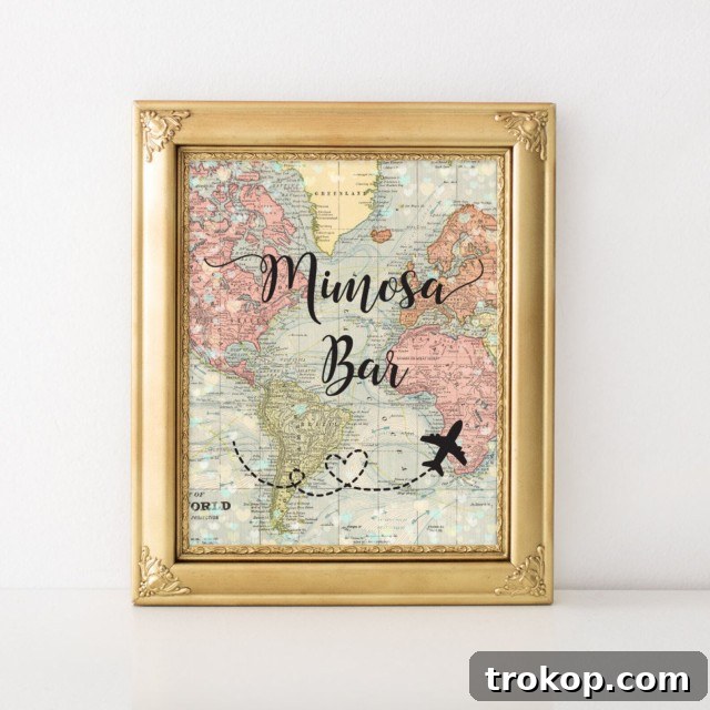 Sparkling Ideas: Crafting the Perfect Mimosa Bar for Any Celebration 21 Around the World Mimosa Bar Sign