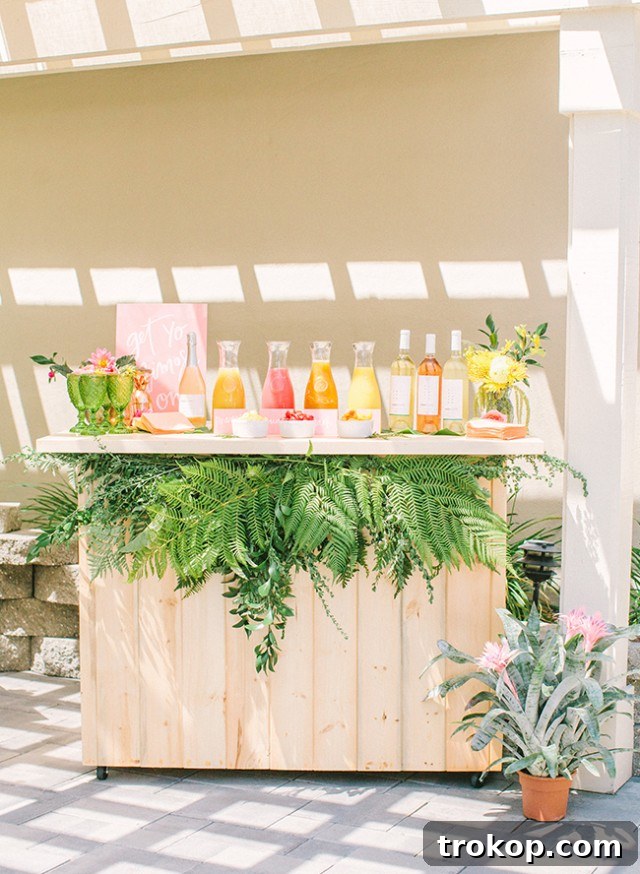 Sparkling Ideas: Crafting the Perfect Mimosa Bar for Any Celebration 22 Pink & Yellow Tropical Garden Party with a mimosa bar