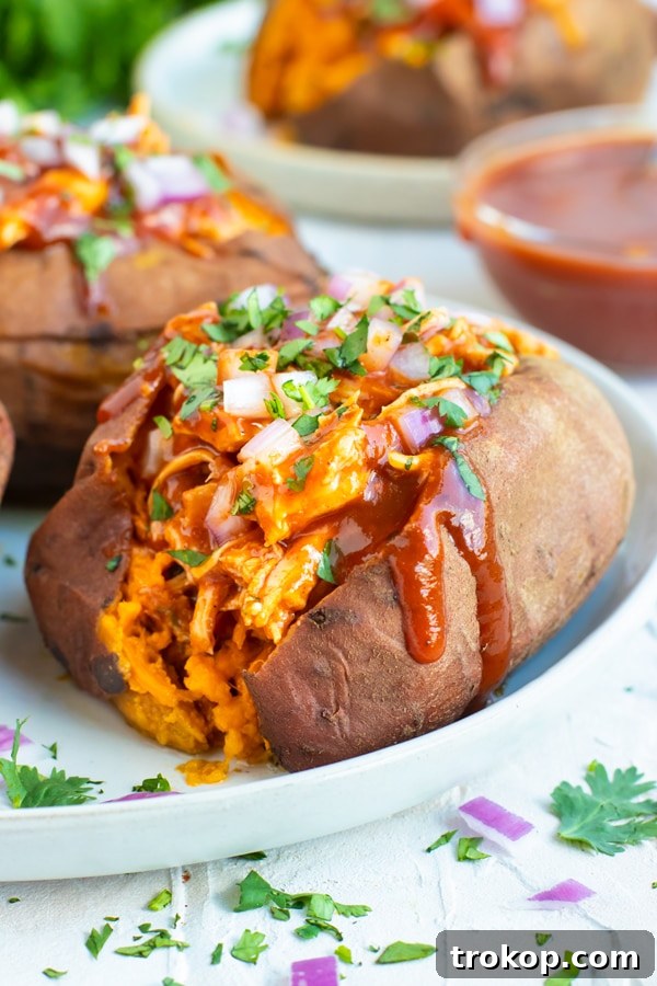 Beyond Boring: Inventive Leftover Chicken Recipes for Stellar Weeknights 20 BBQ Chicken Stuffed Sweet Potatoes for leftover chicken recipes