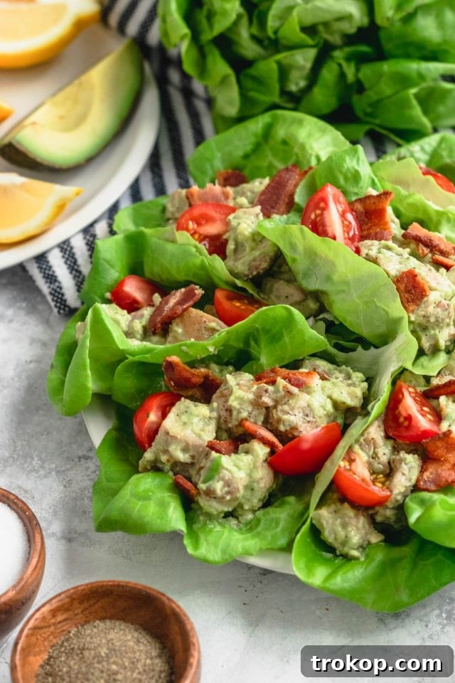 Beyond Boring: Inventive Leftover Chicken Recipes for Stellar Weeknights 5 Whole 30 Avocado Chicken Salad Wraps Recipe top Houston lifestyle blogger Ashley Rose of Sugar & Cloth