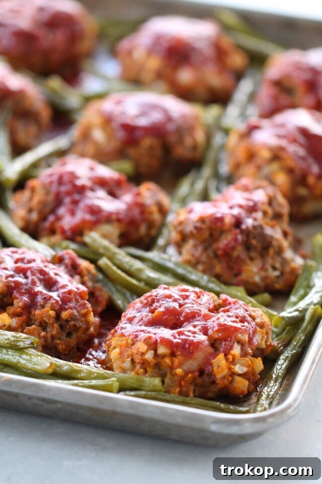 Sheet Pan Meatloaf and Green Beans