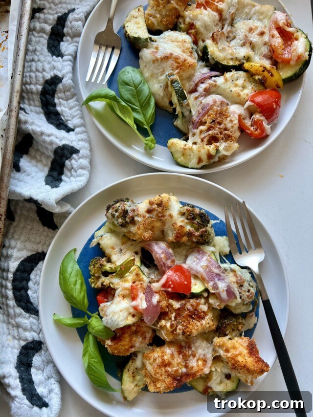 Cheesy Chicken Veggie Sheet Pan Dinner