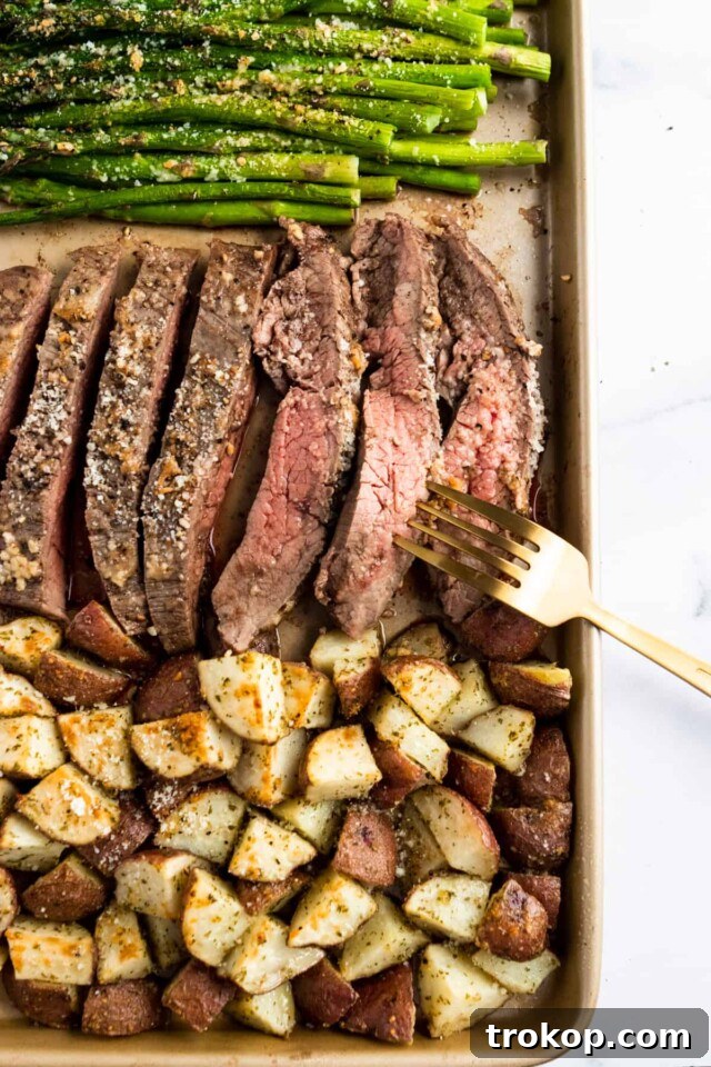 Parmesan Crusted Steak & Potato Sheet Pan