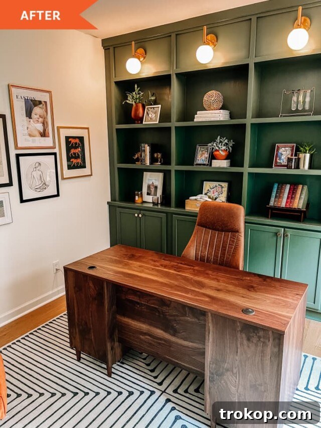 Luxe Green Built-Ins for Home Office