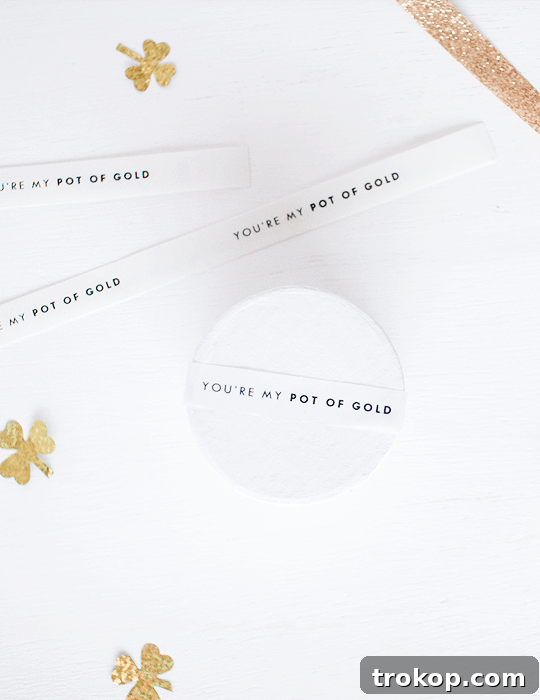 DIY Pot of Gold Love Printables 5 All the materials laid out for the DIY 'You're My Pot of Gold' printable craft.