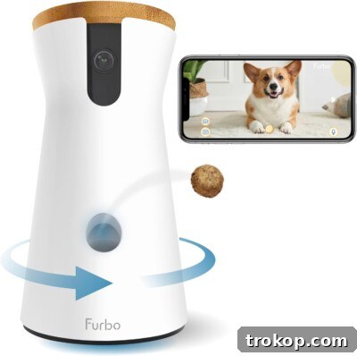 Furbo 360° Dog Camera: [New 2022] Rotating 360° View Wide-Angle Pet Camera with Treat Tossing, Color Night Vision, 1080p HD Pan, 2-Way Audio, Barking Alerts, WiFi, Designed for Dogs