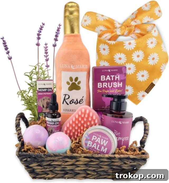 31 Pawsome Gift Ideas for Dog Owners 13 Luxury Pet Spa Gift Set | Boujee Essentials Massage Brush, Shampoo, Paw Balm, Wine Toy, Hemp Oil, Premium Bandana, Bath Bombs, Thoughtful Gift For Pet Owners, Dog Gift Box (Medium Breed)