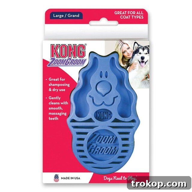 31 Pawsome Gift Ideas for Dog Owners 17 KONG - Zoom Groom Dog Brush, Groom and Massage While Removing Loose Hair and Dead Skin
