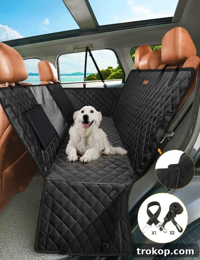 31 Pawsome Gift Ideas for Dog Owners 24 nzonpet 4-in-1 Dog Car Seat Cover, 100% Waterproof Scratchproof Hammock with Big Mesh Window, Durable Nonslip Pets Back Cover Protector for Cars Trucks SUVs - Black