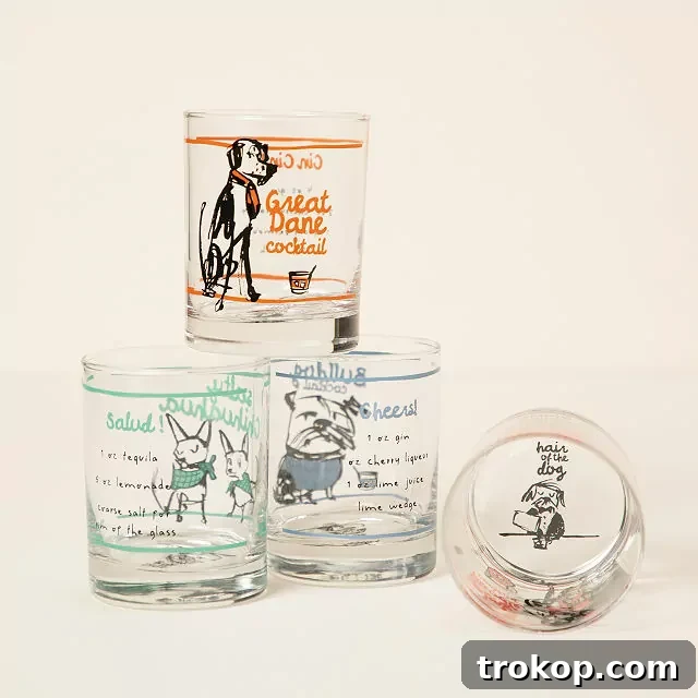 31 Pawsome Gift Ideas for Dog Owners 28 Hair of the Dog Cocktail Glasses from Uncommon Goods for unique gifts for dog owners