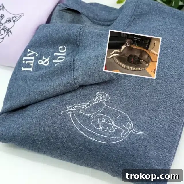 31 Pawsome Gift Ideas for Dog Owners 7 Pet Embroidered Sweatshirt - Custom Pet Outline Drawing Shirt - Customized Sweatshirt Dogs - Outline Photo Shirt - Dog Portrait From Photo