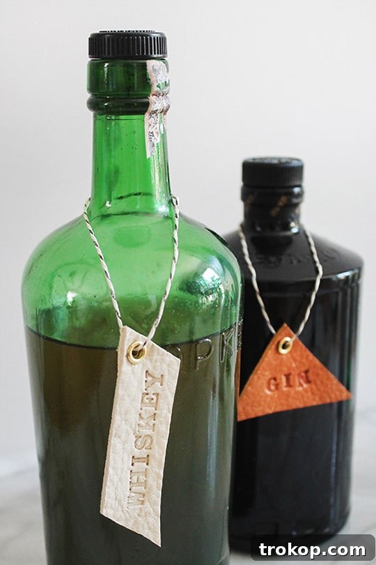 DIY leather bar and drink tags