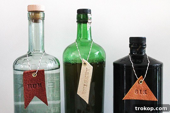DIY leather bar and drink tags