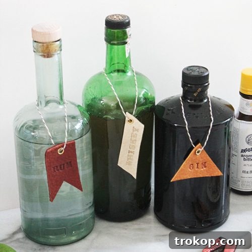 DIY leather bar and drink tags