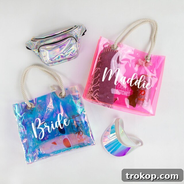 Custom Name Bridesmaid Totes, Personalized Tote Bag for Her, Mothers Day Gifts, Gift for Her, Neon Color Transparent Tote, Cute Shoulder Bag for the best beach bags