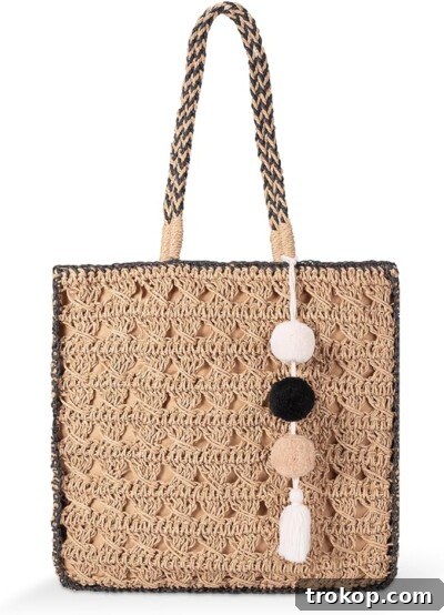 YXILEE Straw Tote Bag for Women - Summer Beach Bag Foldable Woven Tote Bags