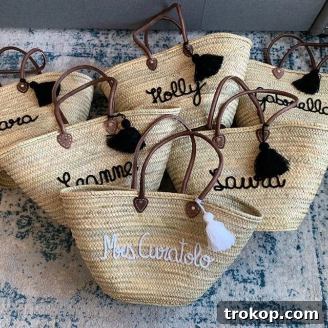 Personalized Embroidered Straw Bag
